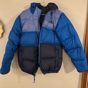 The North Face Blue and Navy Colorblock Reversible Puffer Jacket (14/16)